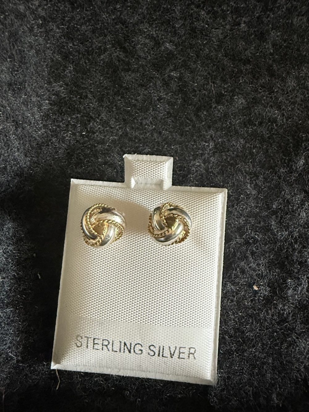 Sterling Silver Two-Tone Knot Stud Earrings - Gold & Silver